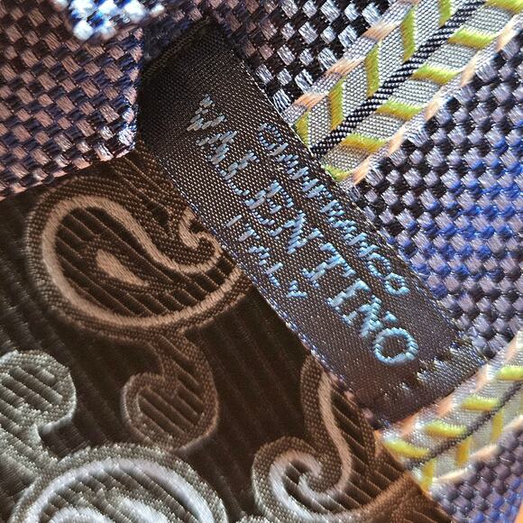 Blue Necktie GIANFRANCO VALENTINO 100% Italian Silk Hand Finished Men's Tie - Picture 3 of 4